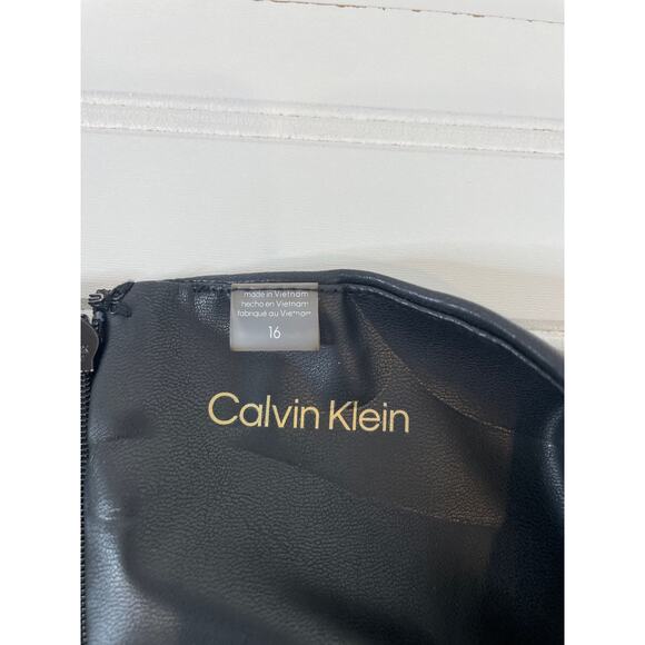 Calvin Klein Mix Media Cropped Jumpsuit Black with Faux Leather Top V-Neck 16 - Picture 7 of 9